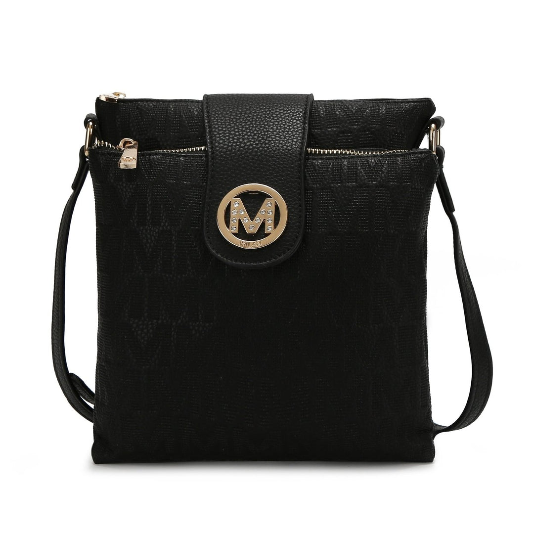 MKFCollection Marietta Signature Crossbody Bag - Vegan Leather Designer Handbag Image 3