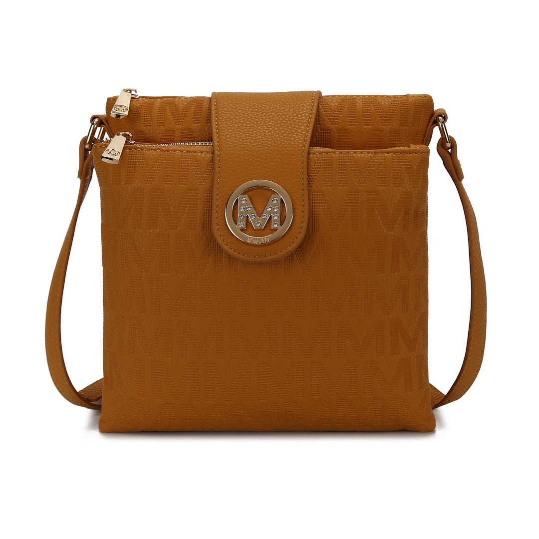 MKFCollection Marietta Signature Crossbody Bag - Vegan Leather Designer Handbag Image 11