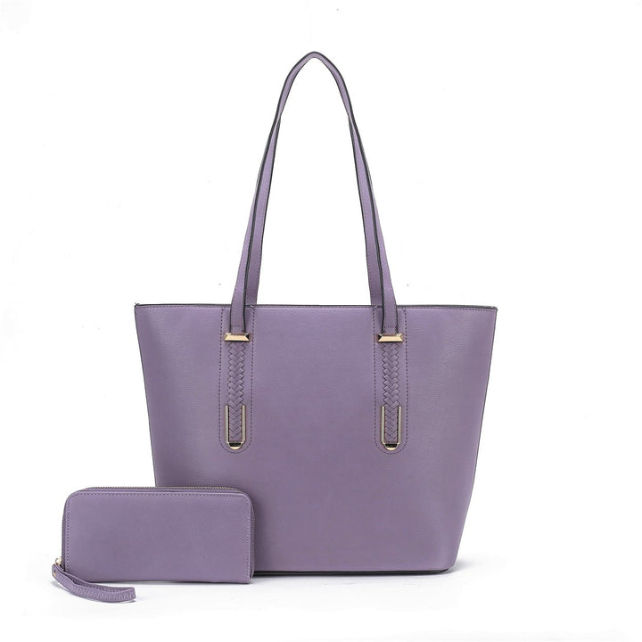 MKFCollection Mina Tote Bag and Wallet Set - Vegan Leather Designer Handbag Image 1