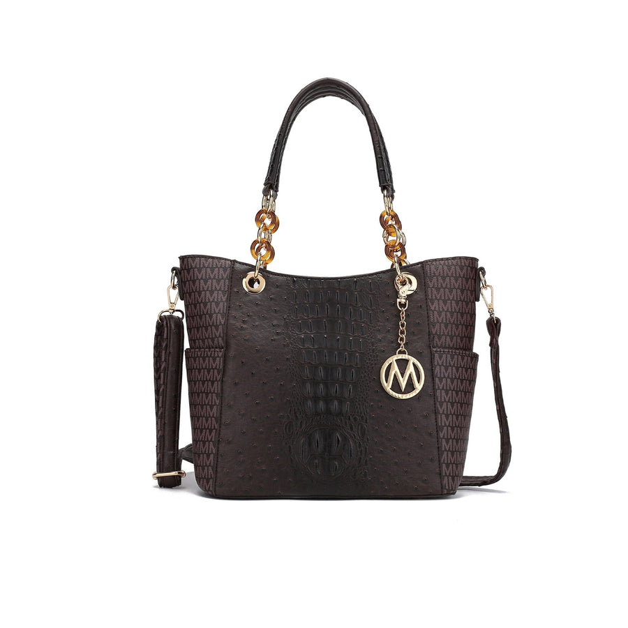 MKFCollection Miriam Signature Tote Bag - Vegan Leather Designer Handbag Image 1