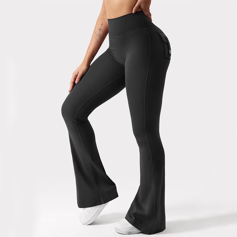 2024 Womens High Stretch Yoga Leggings Wide Leg Compression with Pockets Image 2