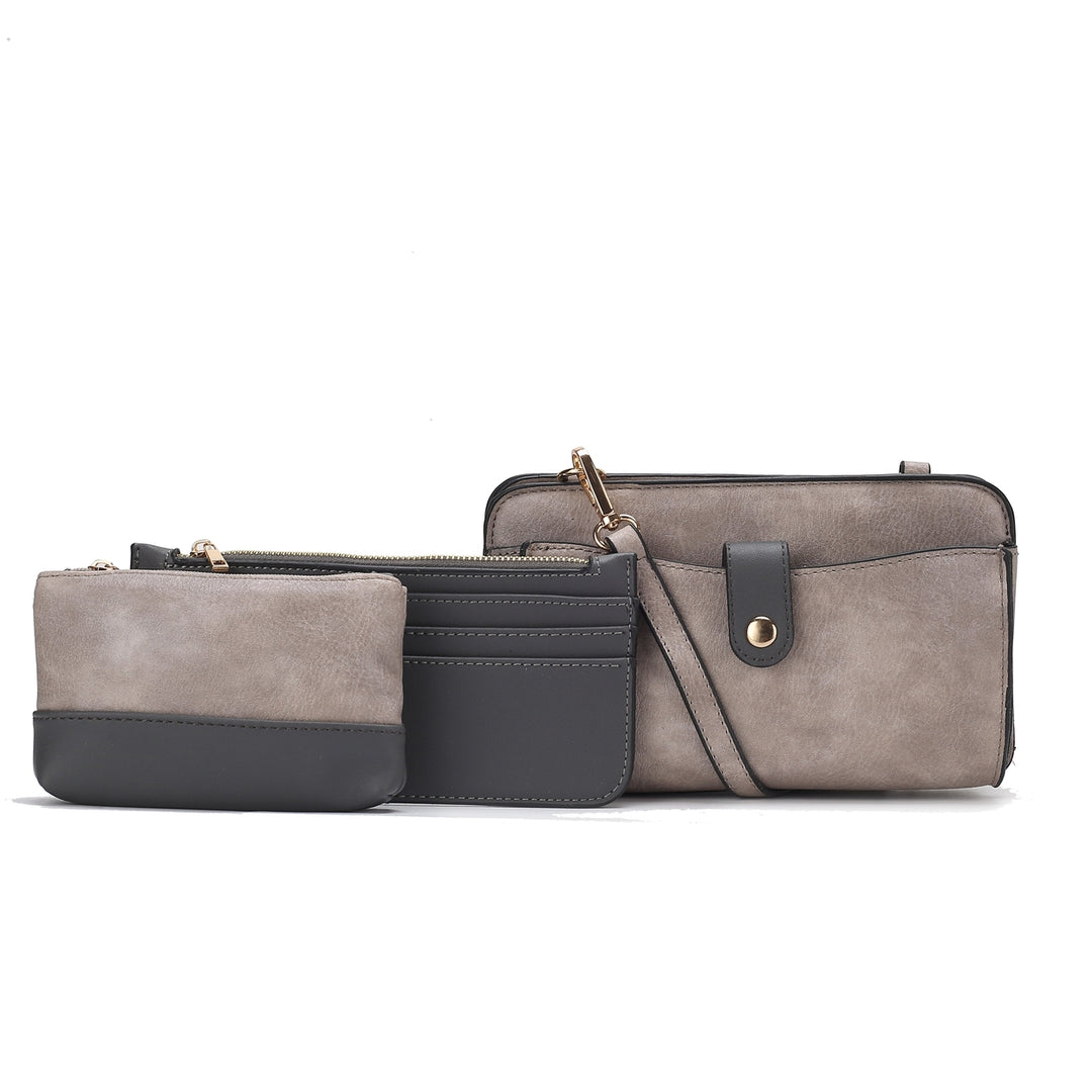 MKFCollection Muriel Crossbody Bag and Card Holder Set - Vegan Leather Designer Image 4