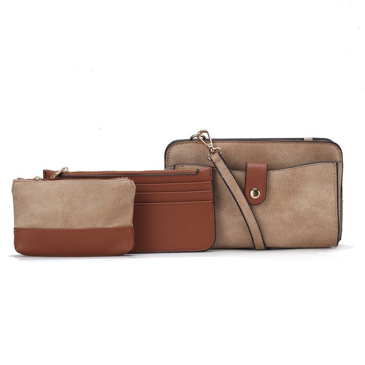 MKFCollection Muriel Crossbody Bag and Card Holder Set - Vegan Leather Designer Image 11