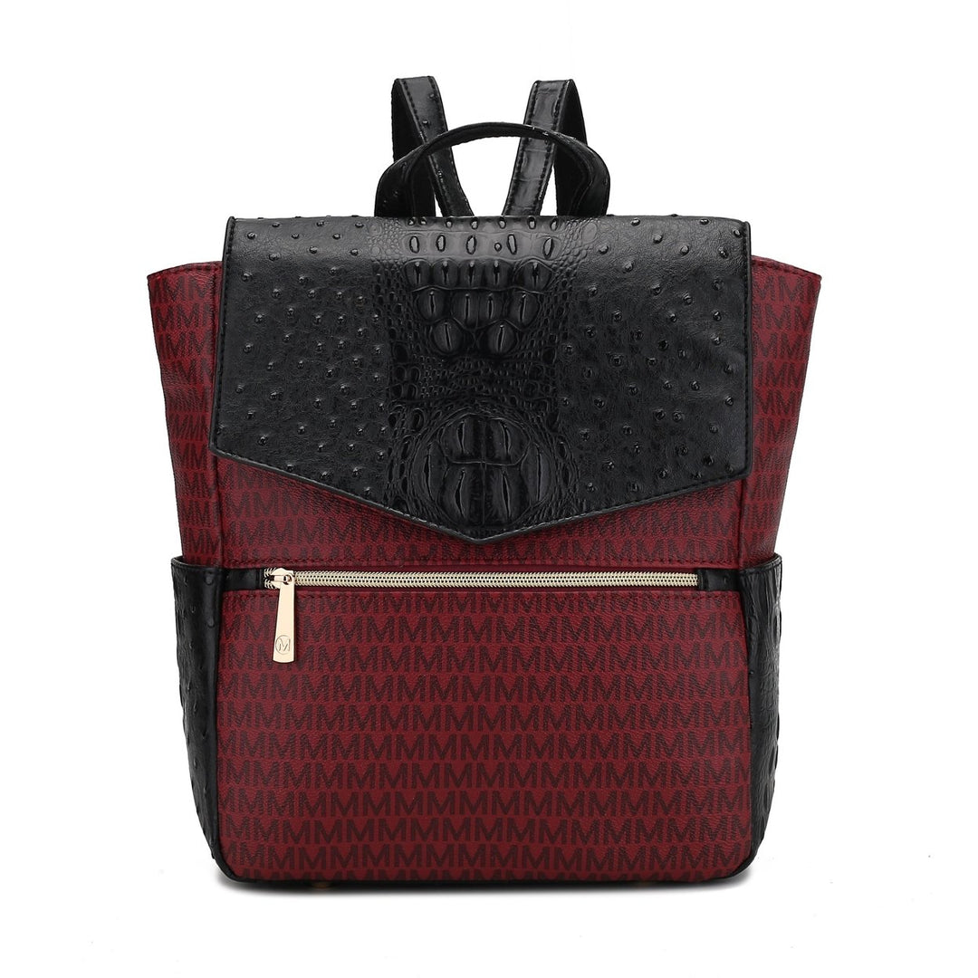 MKFCollection Leidy Signature Backpack - Vegan Leather Designer Handbag Image 9