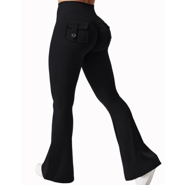 2024 Womens High Stretch Yoga Leggings Wide Leg Compression with Pockets Image 7