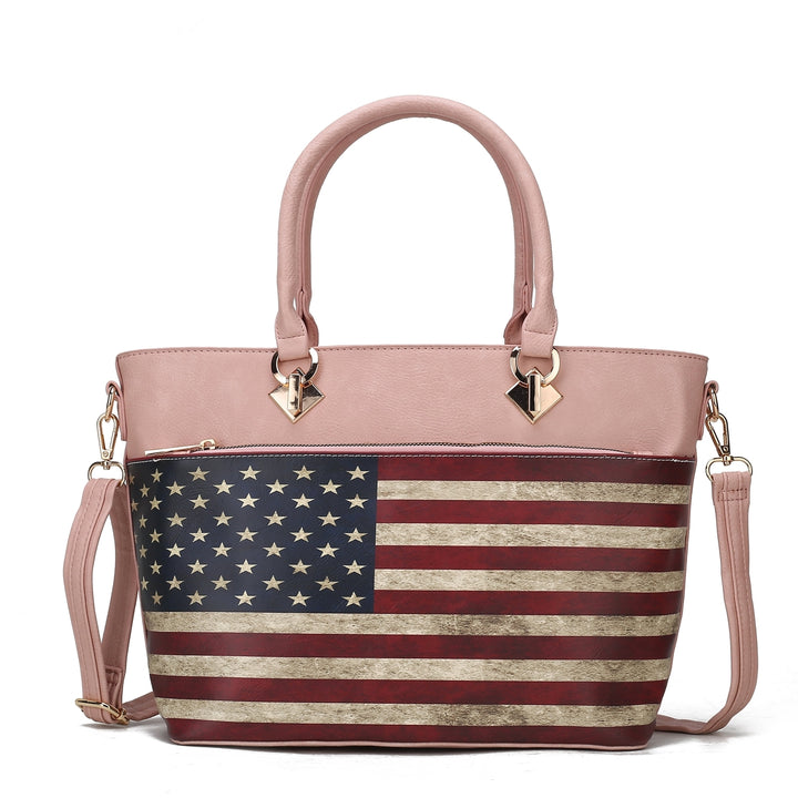 MKFCollection Lilian Printed Flag Tote Bag - Vegan Leather Designer Handbag Image 8