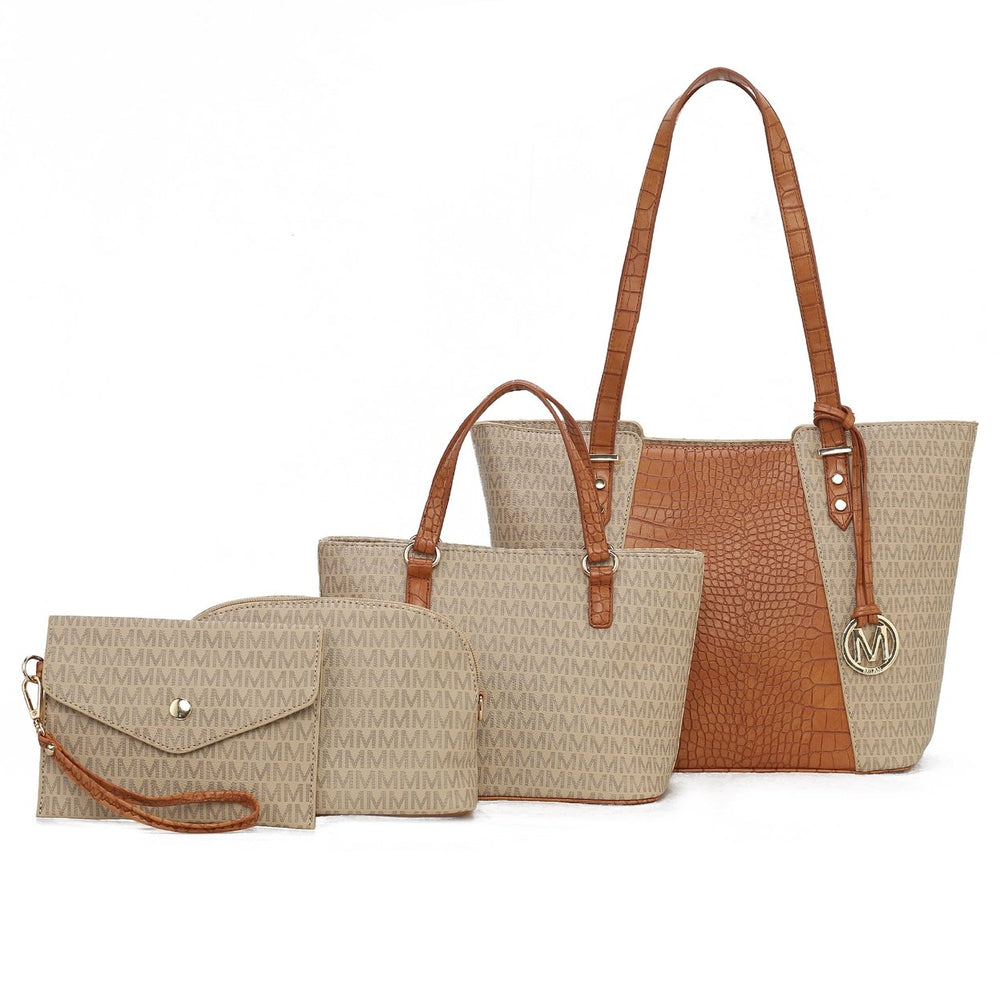 MKFCollection Lippa M Signature Tote and Set - Vegan Leather Designer Handbag Image 2