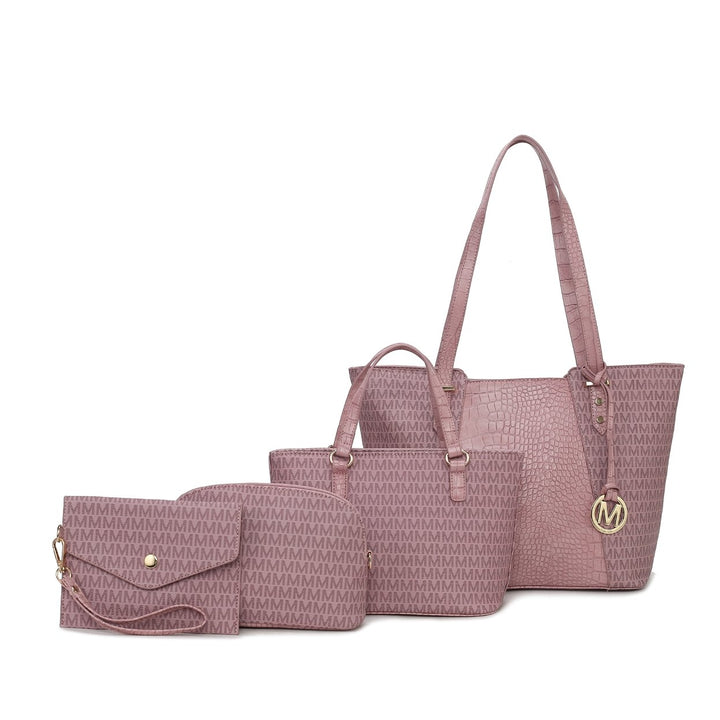 MKFCollection Lippa M Signature Tote and Set - Vegan Leather Designer Handbag Image 10