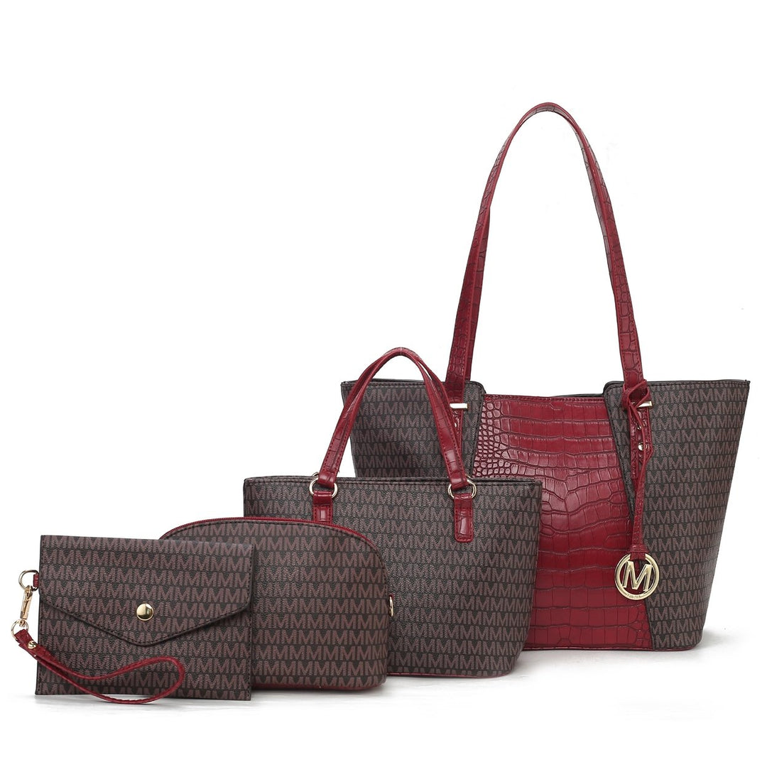 MKFCollection Lippa M Signature Tote and Set - Vegan Leather Designer Handbag Image 11