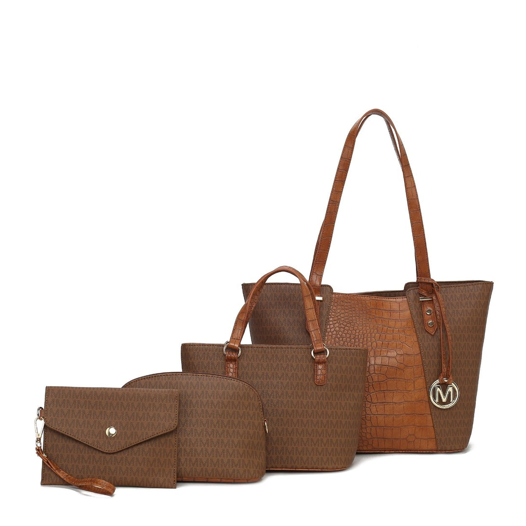 MKFCollection Lippa M Signature Tote and Set - Vegan Leather Designer Handbag Image 12