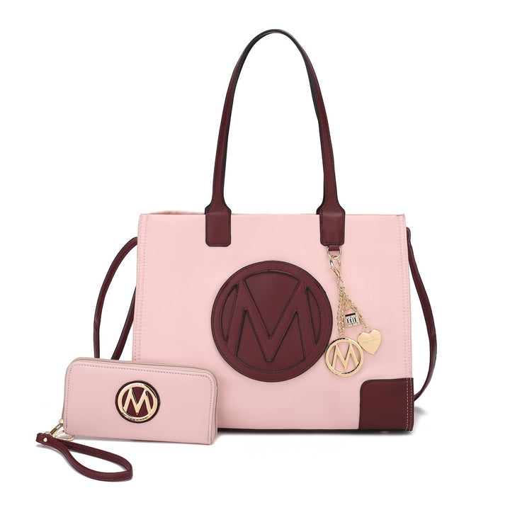 MKFCollection Louise Tote Bag and Wallet Set - Vegan Leather Designer Handbag Image 4