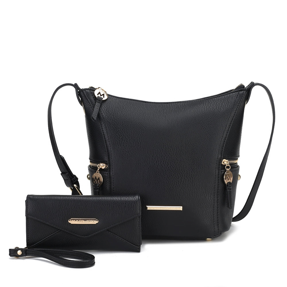 MKFCollection Lux Shoulder Bag and Set - Vegan Leather Designer Handbag Image 2