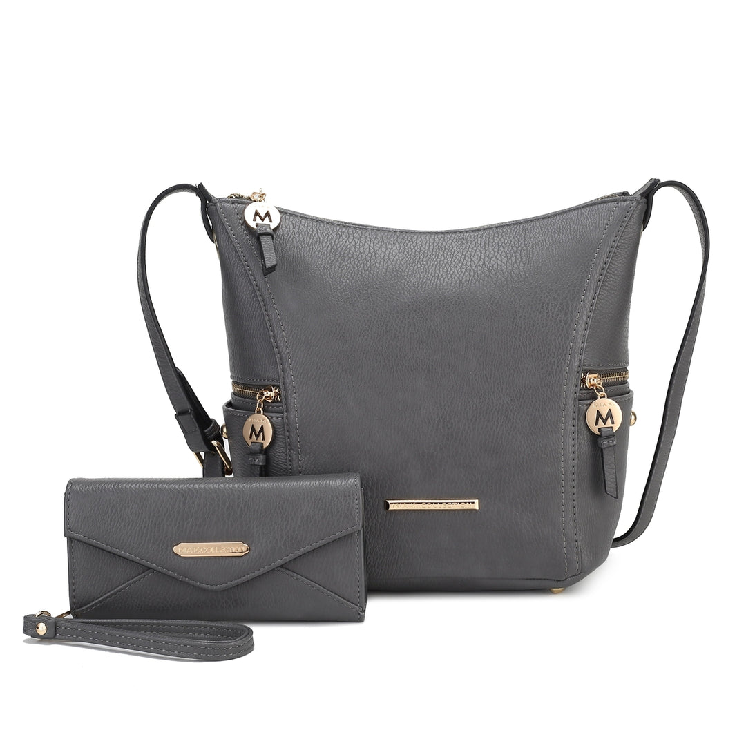 MKFCollection Lux Shoulder Bag and Set - Vegan Leather Designer Handbag Image 4