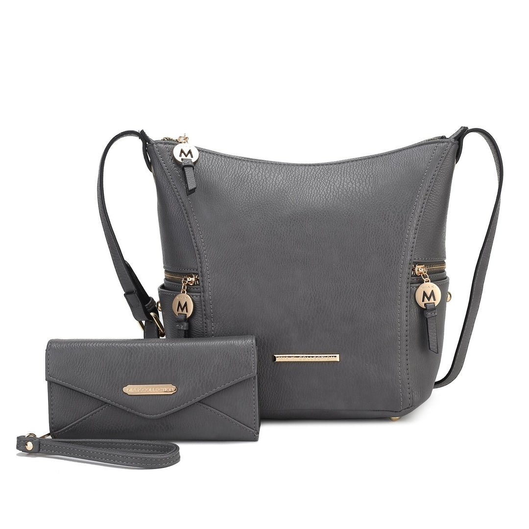 MKFCollection Lux Shoulder Bag and Set - Vegan Leather Designer Handbag Image 1