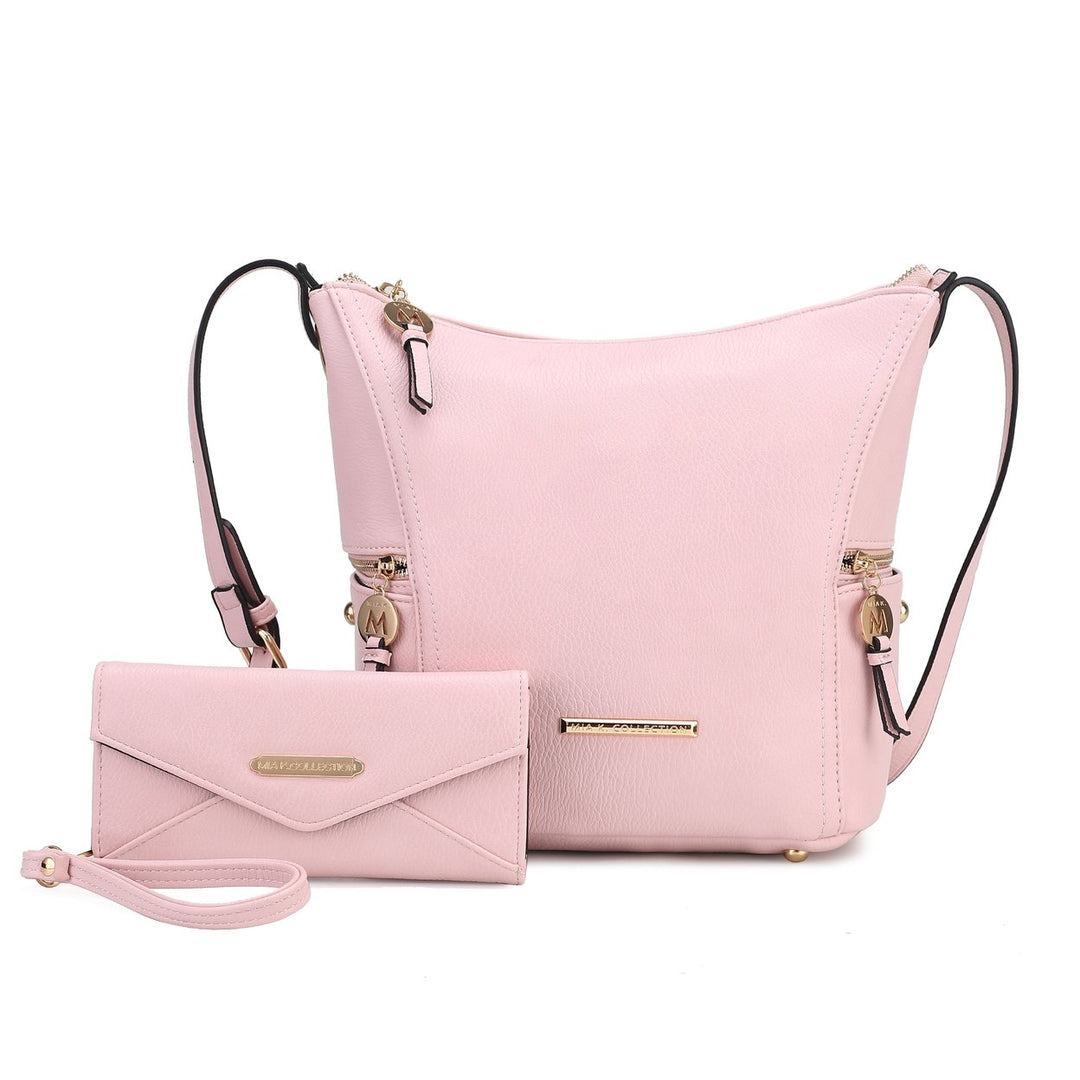 MKFCollection Lux Shoulder Bag and Set - Vegan Leather Designer Handbag Image 9