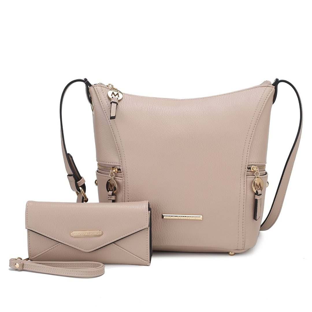 MKFCollection Lux Shoulder Bag and Set - Vegan Leather Designer Handbag Image 12