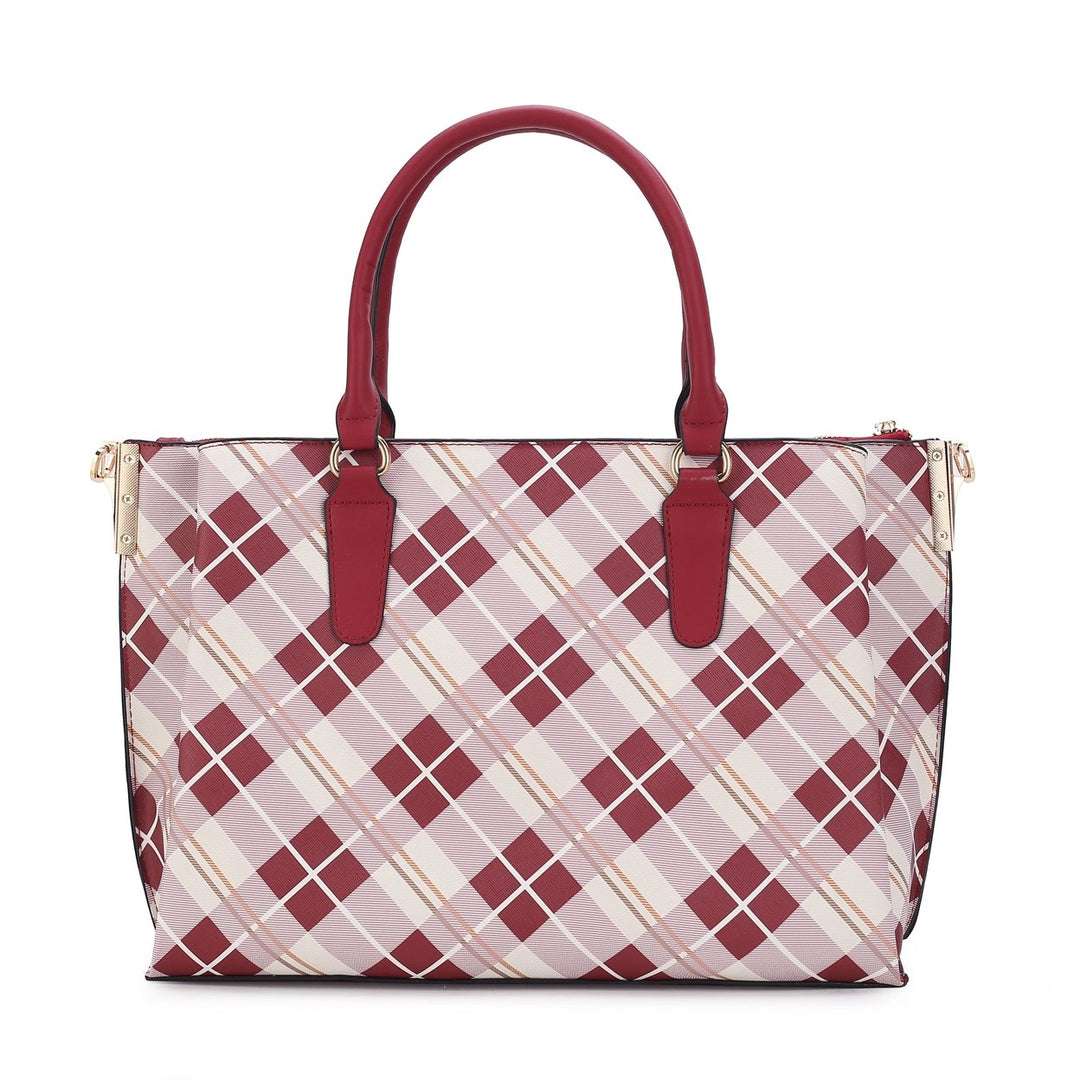 MKFCollection Vivian Plaid Shoulder Bag - Vegan Leather Designer Handbag Image 3