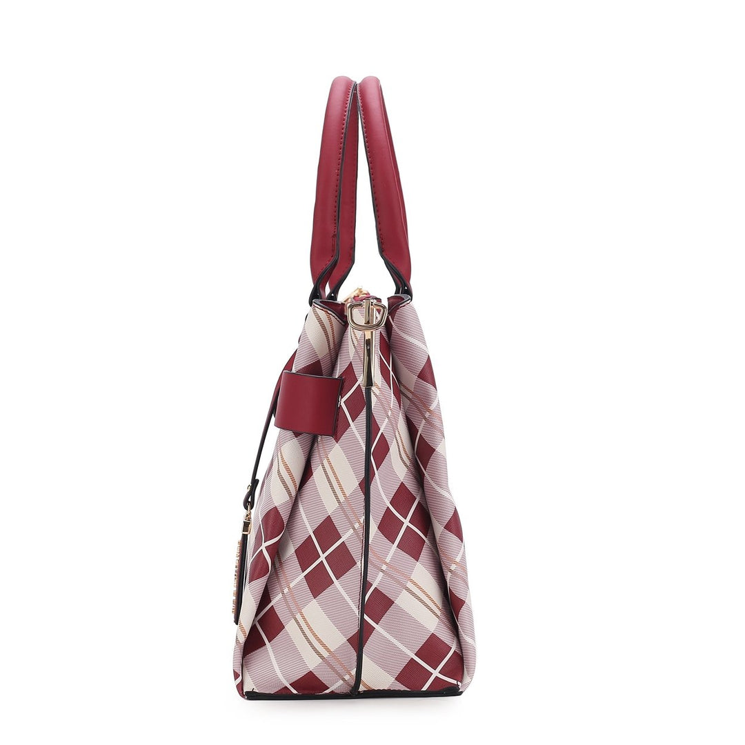 MKFCollection Vivian Plaid Shoulder Bag - Vegan Leather Designer Handbag Image 4