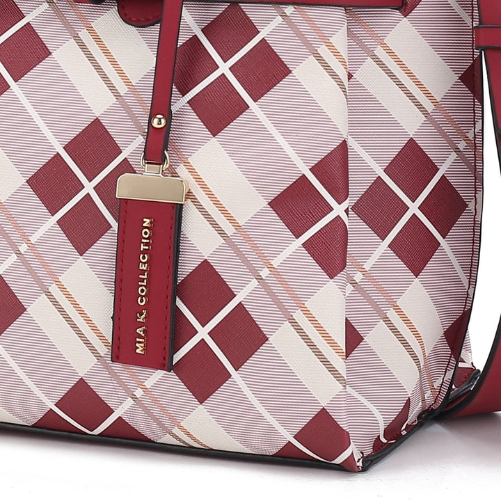 MKFCollection Vivian Plaid Shoulder Bag - Vegan Leather Designer Handbag Image 4