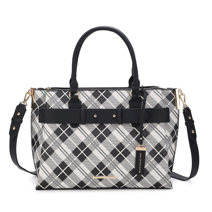 MKFCollection Vivian Plaid Shoulder Bag - Vegan Leather Designer Handbag Image 6