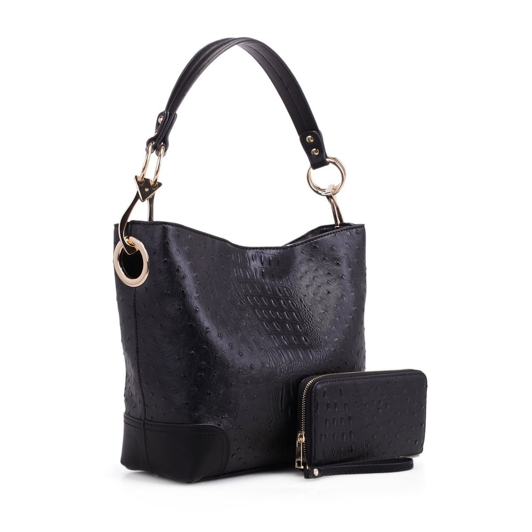 MKFCollection Wandy Shoulder Bag and Wallet Set - Vegan Leather Designer Handbag Image 3