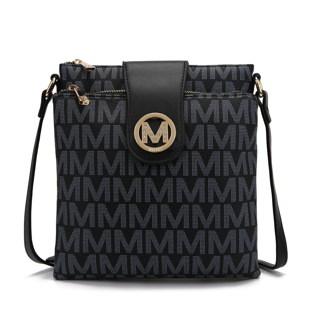 MKFCollection Wrigley Signature Crossbody Bag - Vegan Leather Designer Handbag Image 3