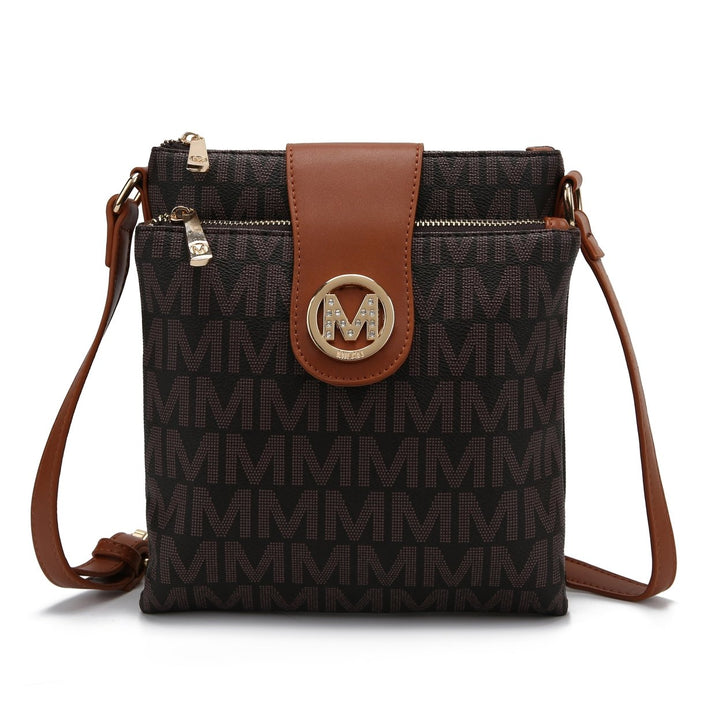 MKFCollection Wrigley Signature Crossbody Bag - Vegan Leather Designer Handbag Image 4