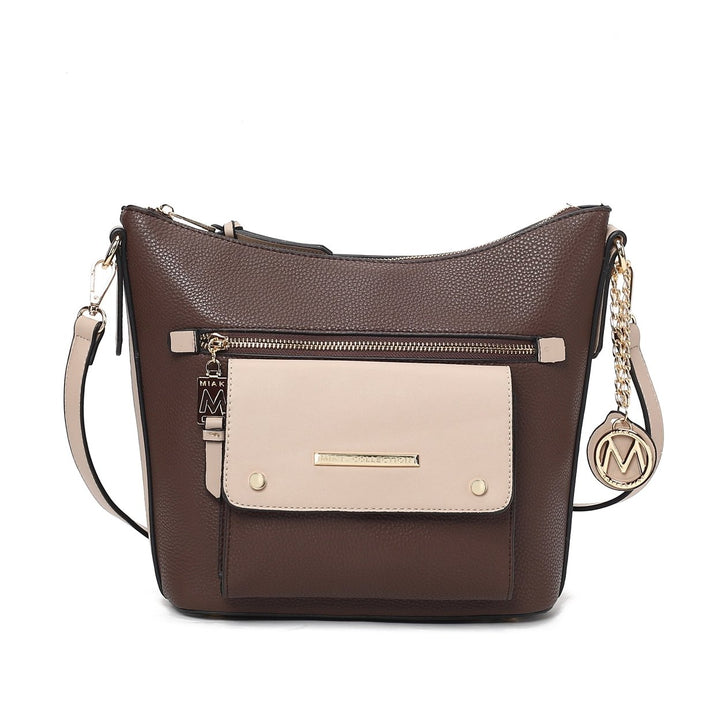 MKFCollection Serenity Color Block Shoulder Bag - Vegan Leather Designer Handbag Image 4