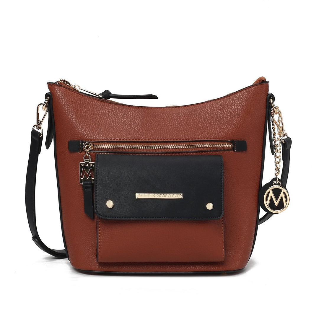 MKFCollection Serenity Color Block Shoulder Bag - Vegan Leather Designer Handbag Image 6