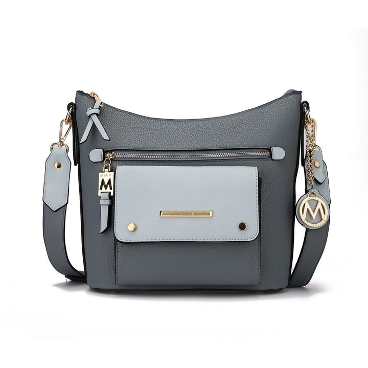 MKFCollection Serenity Color Block Shoulder Bag - Vegan Leather Designer Handbag Image 1