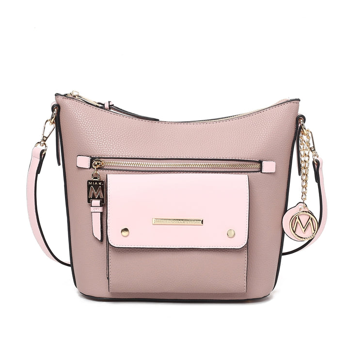 MKFCollection Serenity Color Block Shoulder Bag - Vegan Leather Designer Handbag Image 9