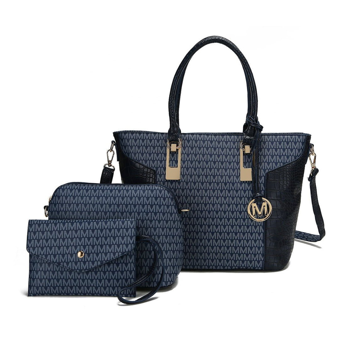 MKFCollection Shonda Signature Tote Bag and Set - Vegan Leather Designer Handbag Image 1