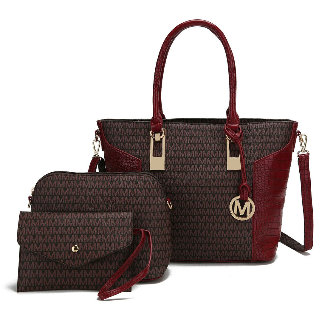 MKFCollection Shonda Signature Tote Bag and Set - Vegan Leather Designer Handbag Image 1