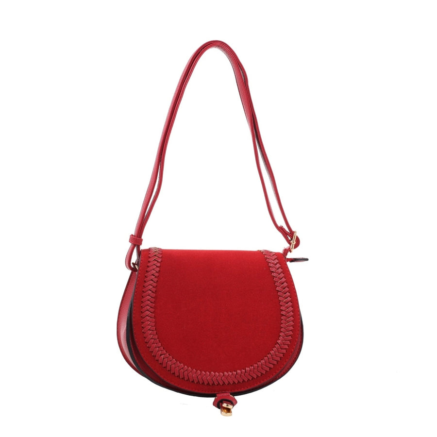 MKFCollection Simply Saddle Crossbody Bag - Vegan Leather Designer Handbag Image 1