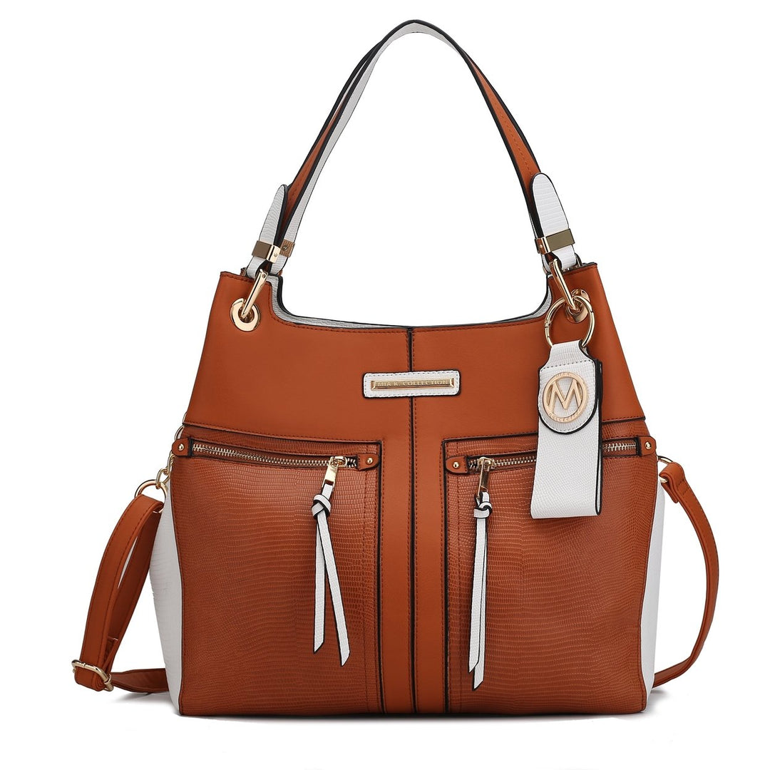 MKFCollection Sofia Tote with Keyring - Vegan Leather Designer Handbag Image 4