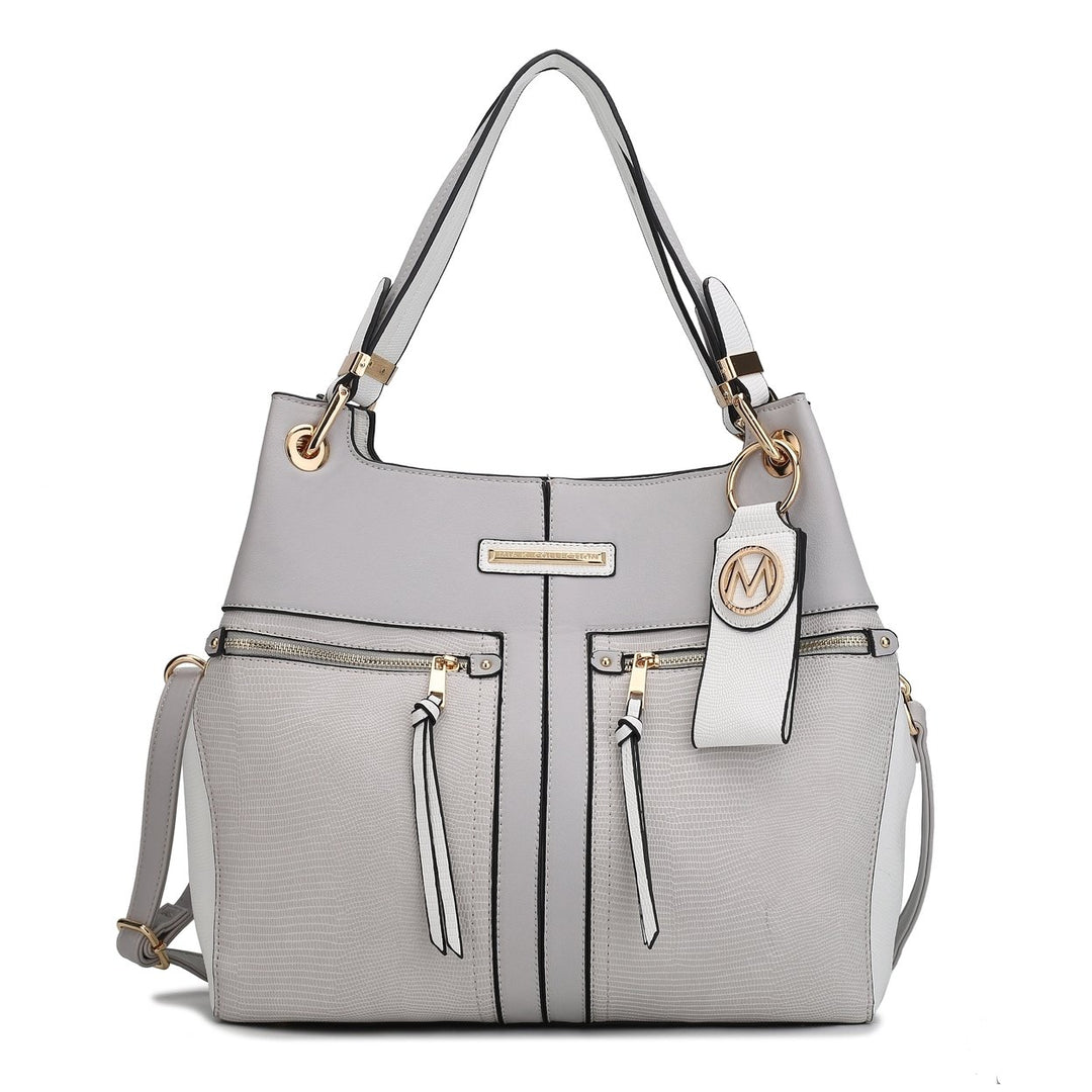 MKFCollection Sofia Tote with Keyring - Vegan Leather Designer Handbag Image 9