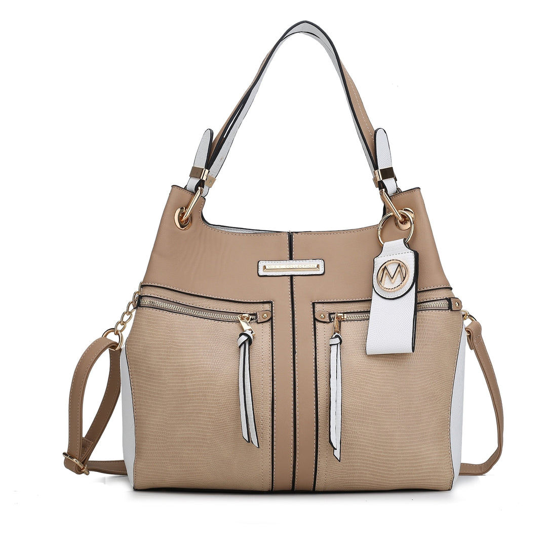 MKFCollection Sofia Tote with Keyring - Vegan Leather Designer Handbag Image 11