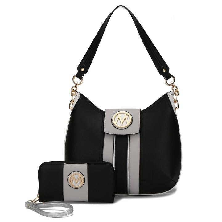 MKFCollection Torri Hobo Bag and Wallet Set - Vegan Leather Designer Handbag Image 6