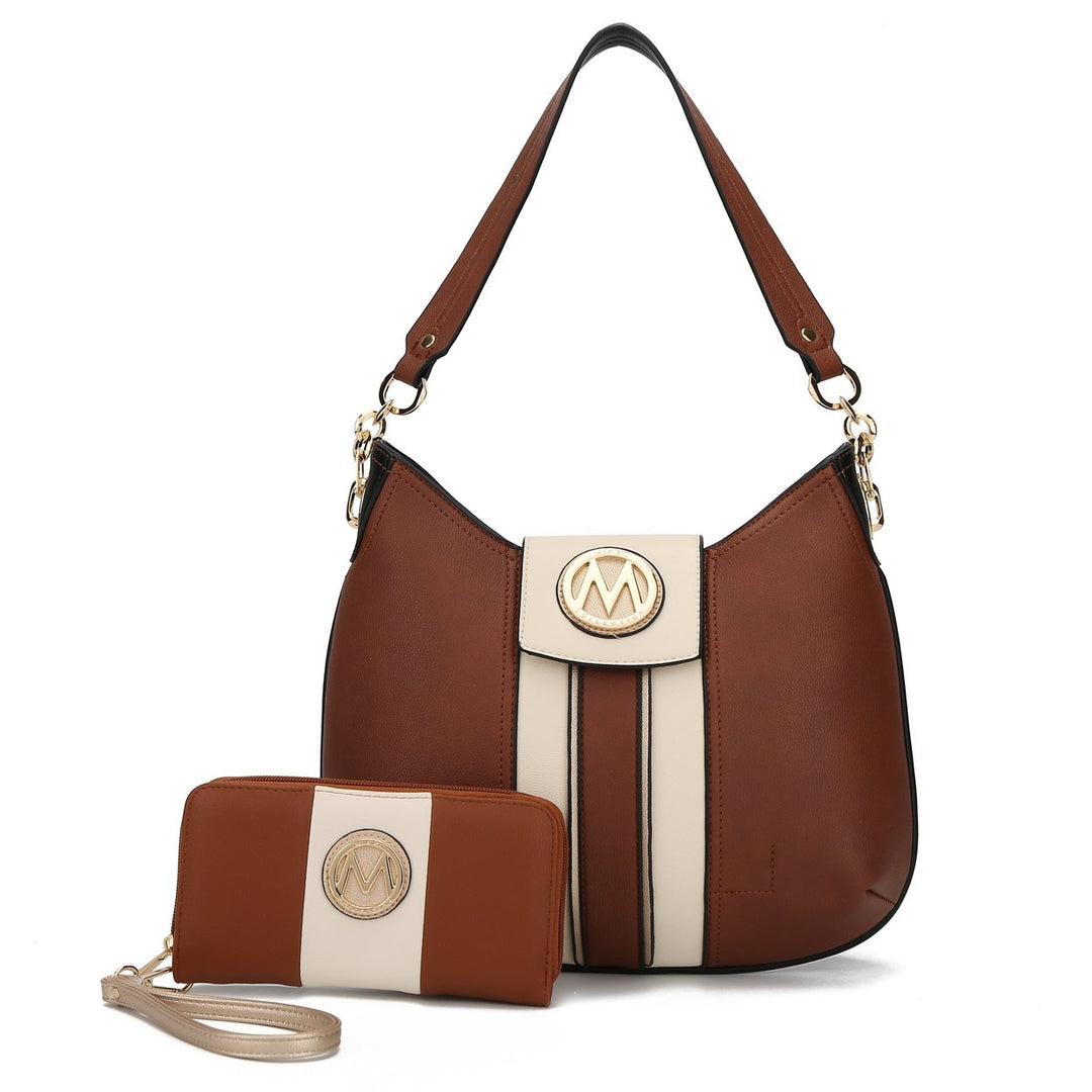 MKFCollection Torri Hobo Bag and Wallet Set - Vegan Leather Designer Handbag Image 1