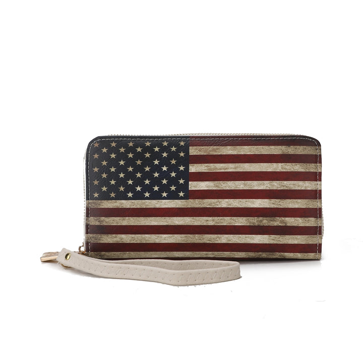 MKFCollection Uriel Printed Flag Wallet - Vegan Leather Designer Handbag Image 2