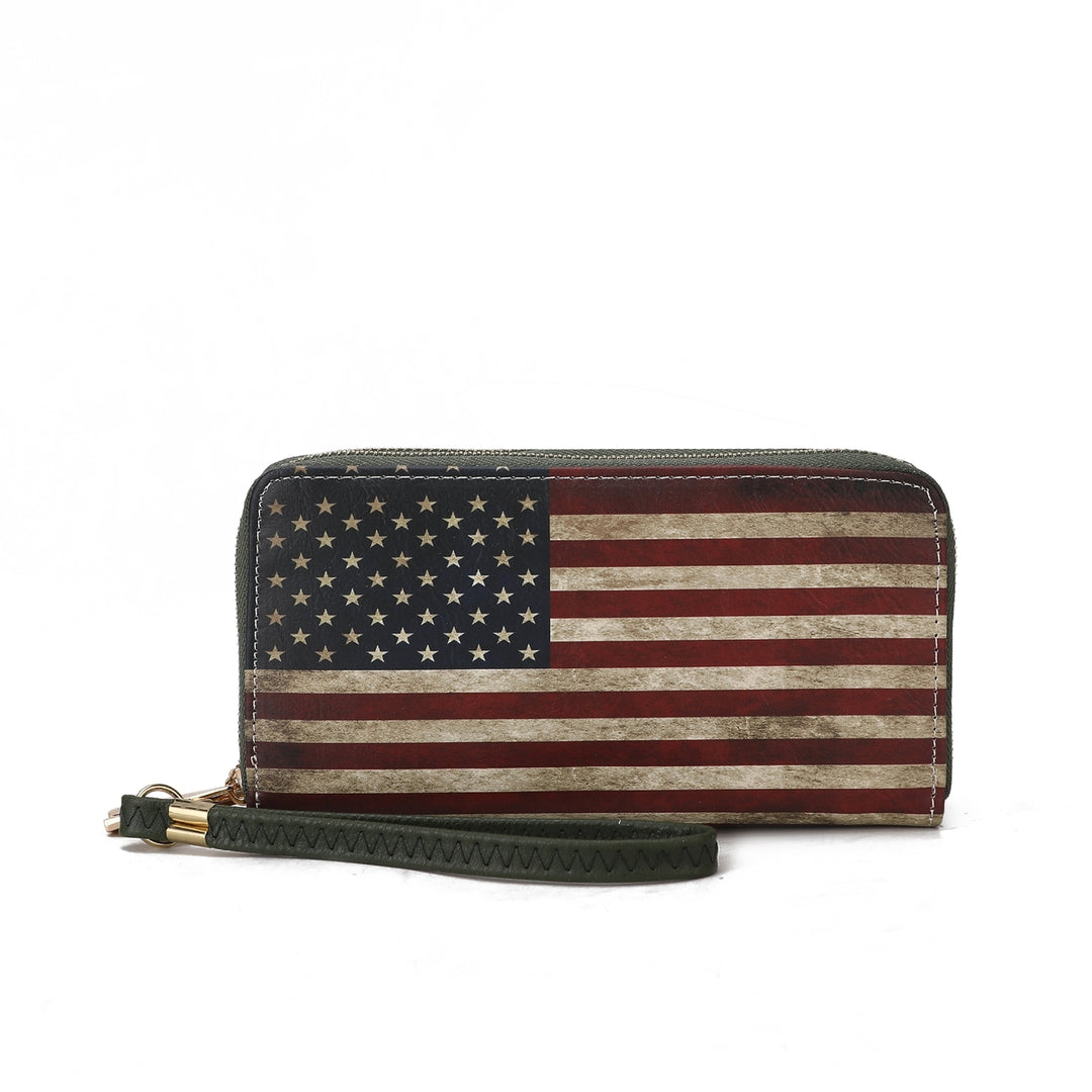 MKFCollection Uriel Printed Flag Wallet - Vegan Leather Designer Handbag Image 6