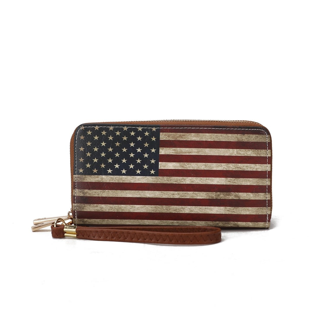 MKFCollection Uriel Printed Flag Wallet - Vegan Leather Designer Handbag Image 9