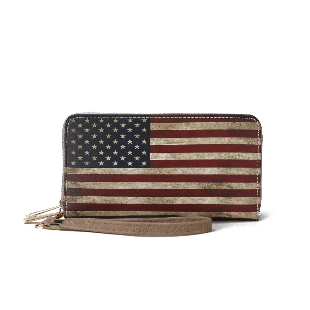 MKFCollection Uriel Printed Flag Wallet - Vegan Leather Designer Handbag Image 1