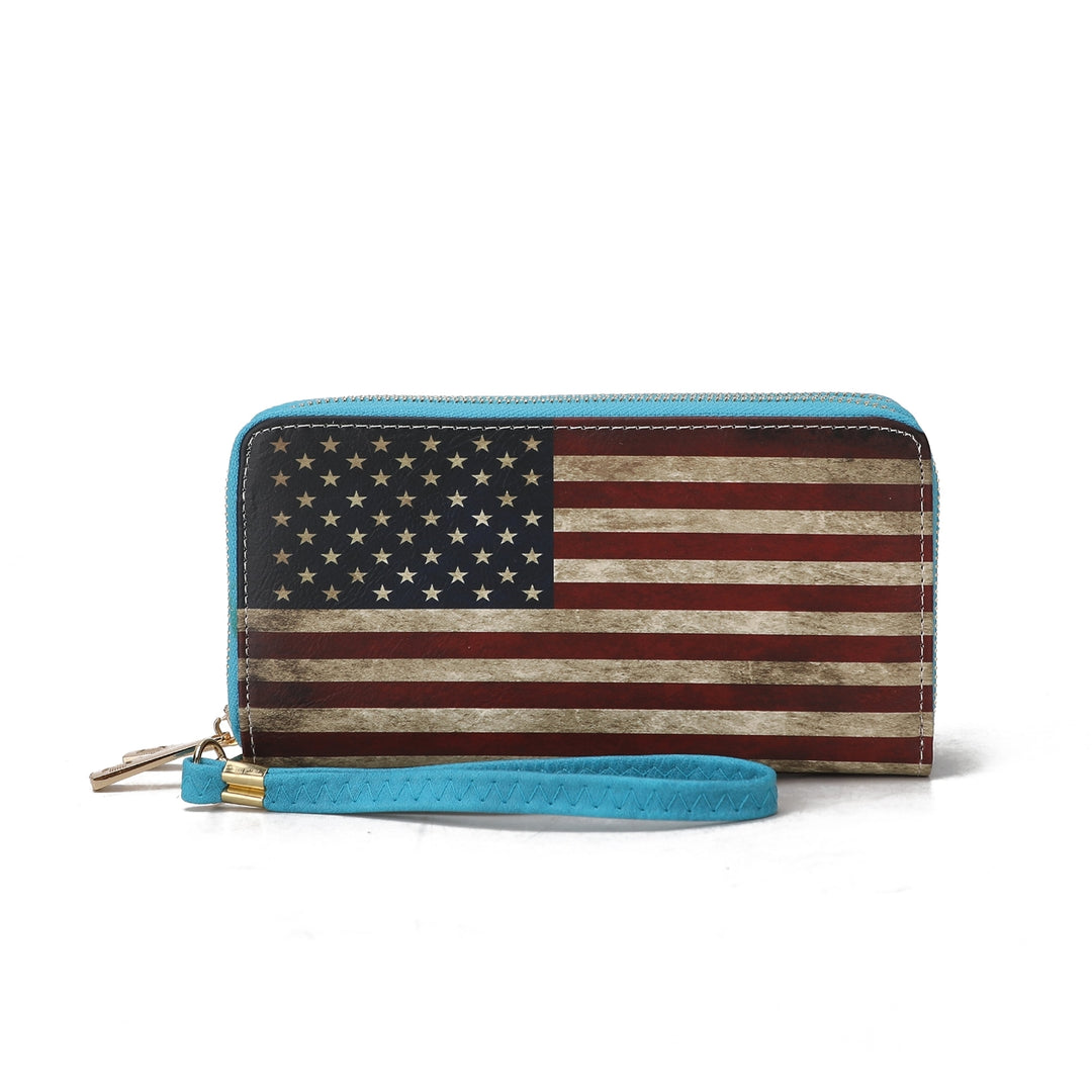 MKFCollection Uriel Printed Flag Wallet - Vegan Leather Designer Handbag Image 11