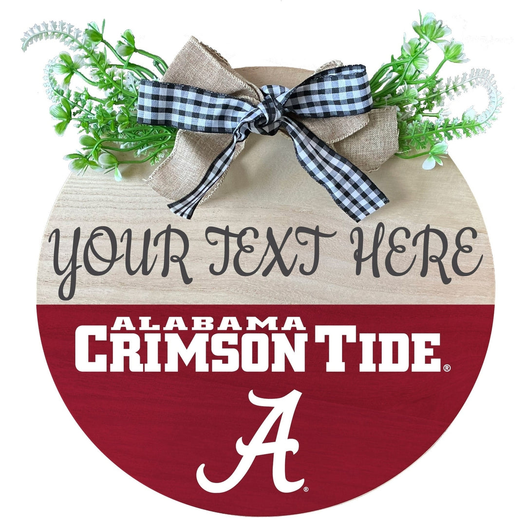 Alabama Crimson Tide Customizable Wooden Wreath Welcome Sign Officially Licensed Collegiate Product Image 1