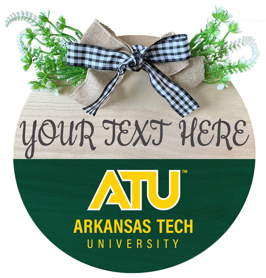 Arkansas Tech University Customizable Wooden Wreath Welcome Sign Officially Licensed Collegiate Product Image 1