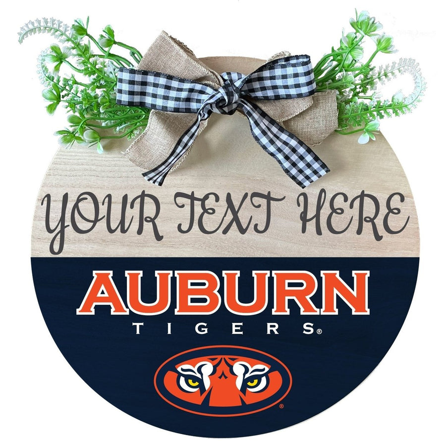 Auburn Tigers Customizable Wooden Wreath Welcome Sign Officially Licensed Collegiate Product Image 1