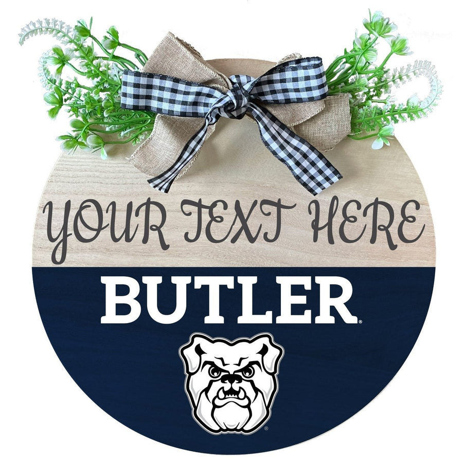 Butler Bulldogs Customizable Wooden Wreath Welcome Sign Officially Licensed Collegiate Product Image 1