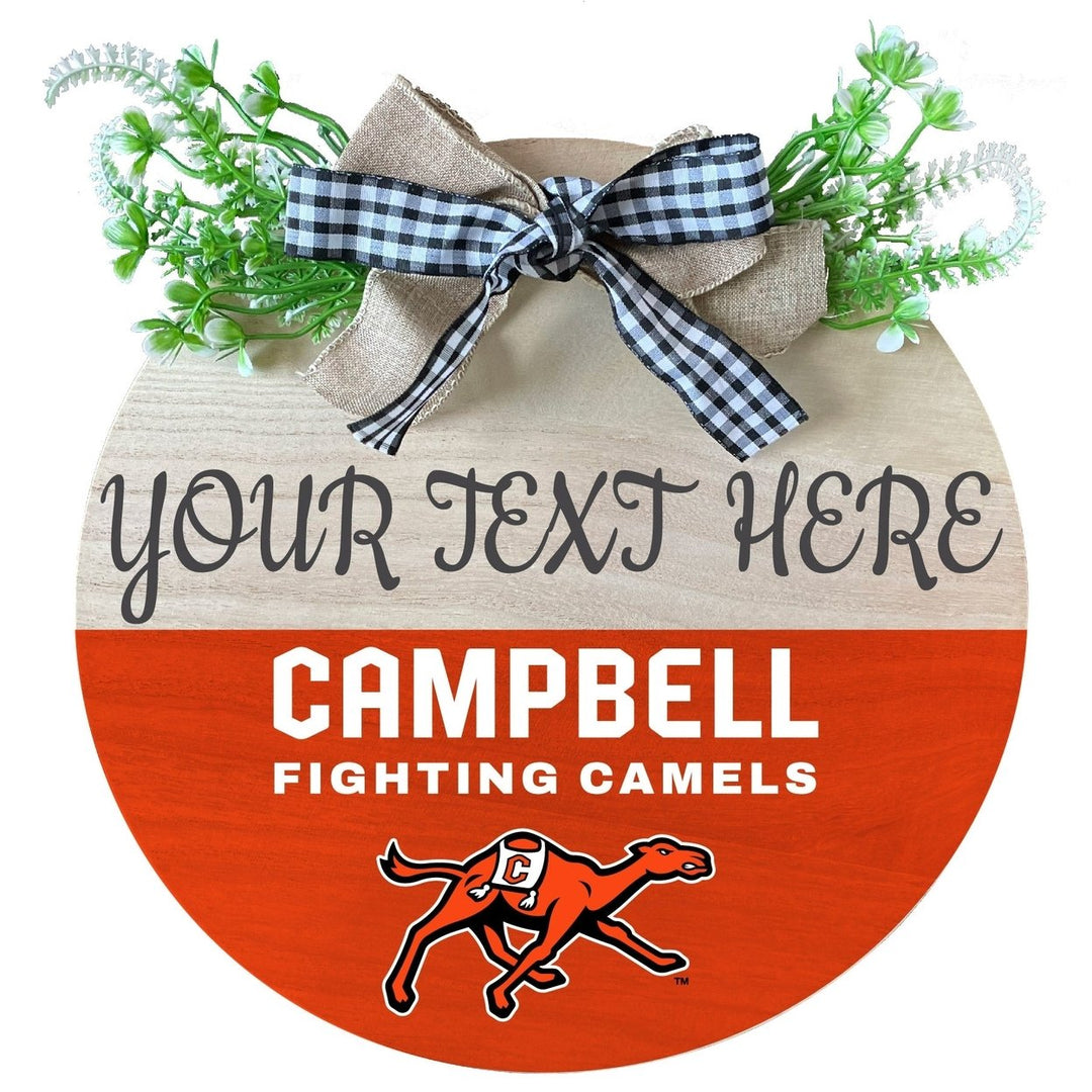 Campbell University Fighting Camels Customizable Wooden Wreath Welcome Sign Officially Licensed Collegiate Product Image 1