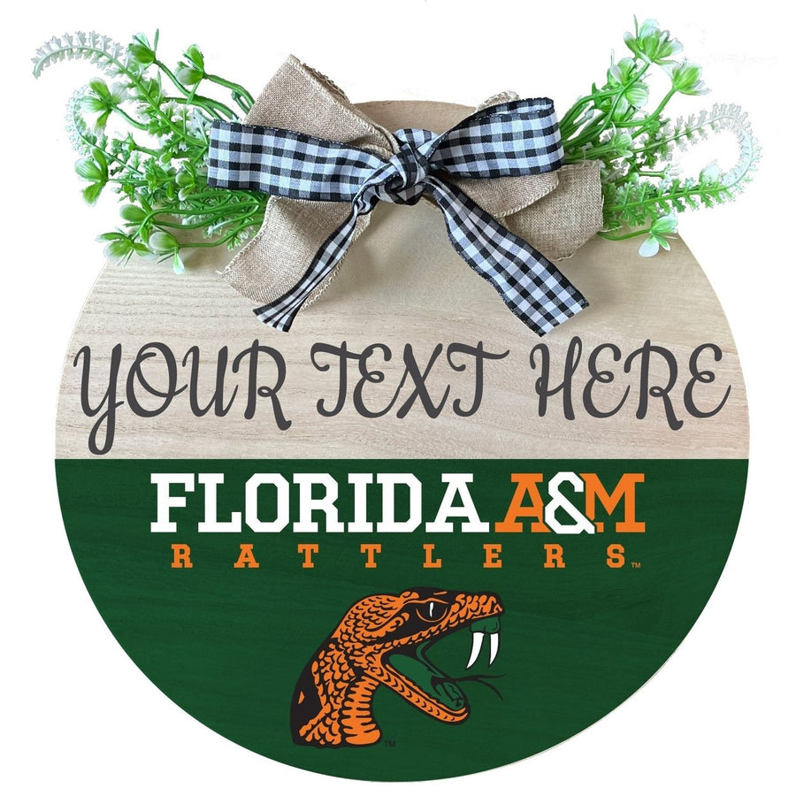 Florida AandM Rattlers Customizable Wooden Wreath Welcome Sign Officially Licensed Collegiate Product Image 1